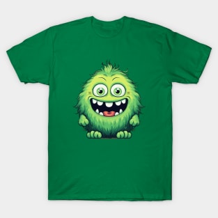 Smiling Cute Green Monster Cartoon T-Shirt
